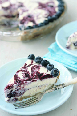 food2fork:  Blueberry Swirl Ice Cream Pie with Hazelnut Crust