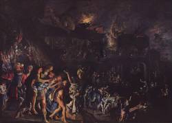drakontomalloi:  Adam Elsheimer - The Burning of Troy. 1604 