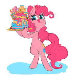 goggles-art: Pinkie in limited colour palette, with cake x3