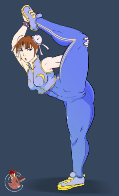 channeldulce:  Commision from Anon- Li, Chun li doing a high-split