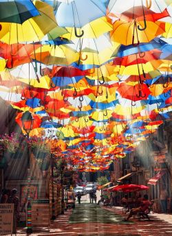anasaltukhaifi:  Umbrellas Street, Portugal. 