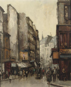 poboh:  Busy shopping street in Paris, Jan Korthals. Dutch (1916