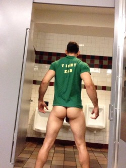 exposedhotguys:  My ass in a public bathroom! I love showing