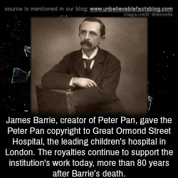 unbelievable-facts:  James Barrie, a creator of Peter Pan, gave