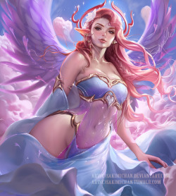 sakimichan:  Aphroditeâ€¬ goddess painting for early valentine kiki emoticon have a good one guys !the fabric was fun to paint.PSD high res,steps,vidprocess etc&gt;https://www.patreon.com/posts/aphrodite-happy-4399546