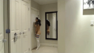 pizza-dare:  Gorgeous cam girl takes pizza delivery wearing only socks. I love the little nervous dance she does in the third and fourth gifs.  gifs by pizza-dare.tumblr.com [video] 