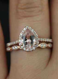 ringscollection:  Tabitha 8x6mm & Christie Band 14kt Rose