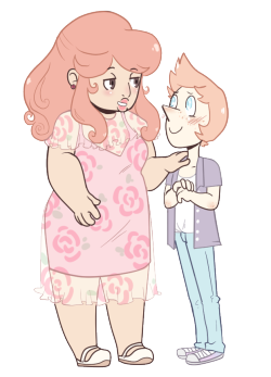 captainsartlog:  Some college AU pearlrose chibis for @asexualgemwho