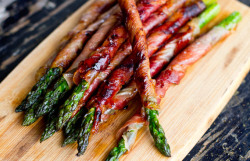 gastrogirl:   prosciutto-wrapped asparagus.  