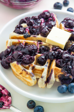 guardians-of-the-food:Greek Yogurt Blueberry Waffles with Fresh