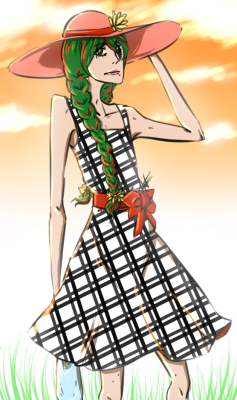 ghostly-arting:  Makishima in a summer dress going grocery shopping
