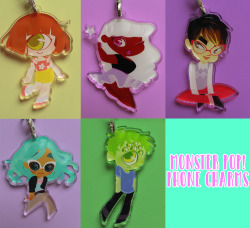 mayakern:  cute monster pop! phone charms! 1.5″ tall double