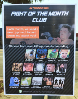 obviousplant:Introducing Fight of the Month Club. Left outside