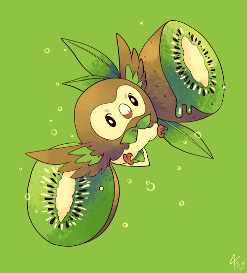 tamarinfrog-art:Kiwi the rowlet