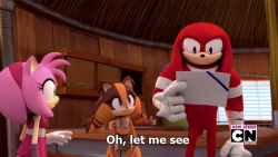 chartreuseandroid:  Knuckles is canon far-sighted and analphabetic?