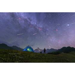 Meteors over Four Girls Mountain #nasa #apod #perseids #meteors