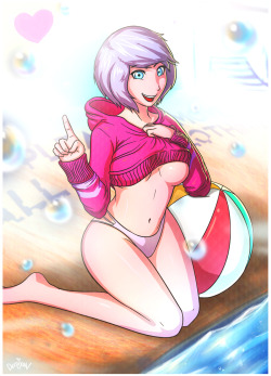 derpixon:    “Can ya pool it up? Just a lil’ bit? There we go~!”     Commission for Antonio B.Pixen is surely loving this summer heat~!While she is on her break, I’m still here catching up with soooo many school thingies &gt;.&lt;Stay tuned for