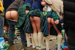 Flashing men in kilts