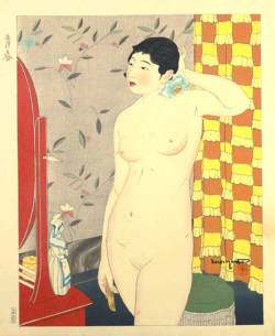 art-mirrors-art:  Ishikawa Toraji. Woman in front of a mirror