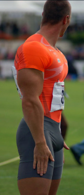 Arms, Pecs, and great looking Bulge - He has my attention