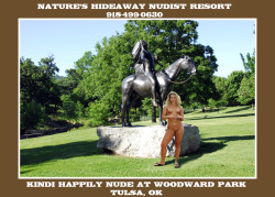 Nude Kindi at Woodward Park in Tulsa; Kindi dares to bare in