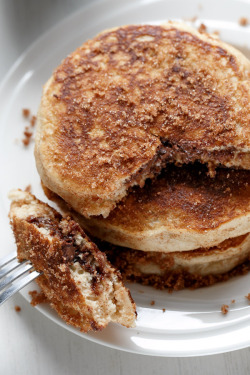 yumi-food:  Nutella Stuffed Cinnamon Sugar Donut Pancakes