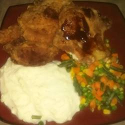 Round1 pork chops mixed vegetables mashed potatoes #foodies 