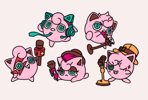 sablingart:  Various genres of Jiggypuff  