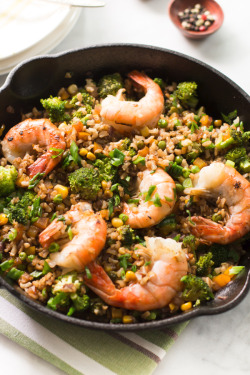 verticalfood:  Shrimp Fried Rice with Broccoli 