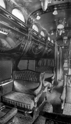 arsenicinshell:Interior of rococo period Pullman car. late 1800s