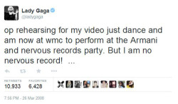 gagasgallery: Gaga’s first tweet, posted exactly 7 years ago