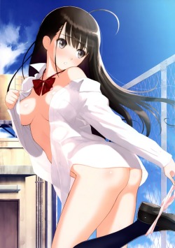 tony taka ass cleavage dress shirt no bra open shirt pantsu panty