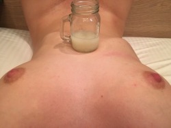 hotcumslutcouple:  Before and after pouring 15 loads of my cum