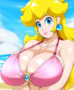 speedyssketchbook:  Peach at the Beach. :D  I have finished!