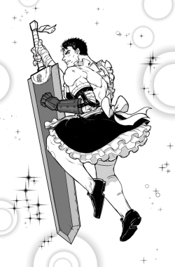 wuzidan:  Drawing of Guts in a maid outfit for Maid in Japan.