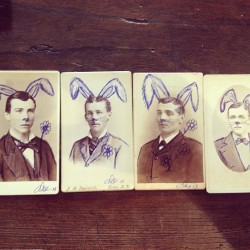 History Hares! Drawings Over Original Vintage Photographs. Each
