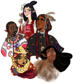 cleopatrasweave:  i drew a bunch of elves of color!! 