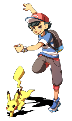 polymori:Commission of Ash and Pikachu for my bestie @pkmnmasterlyra~Hope