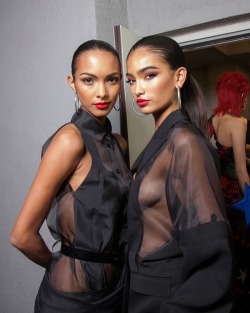  Kelly Gale pictured with Lais Ribeiro for Jean Paul Gaultier