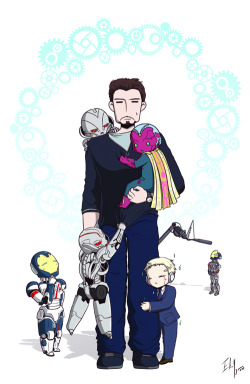 eikuuhyoart:  AND IT IS DONE!! Daddy Stark and his robotic kids!