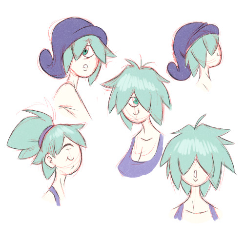 Some doodles of my character cola So yeah…this is what she looks like without her hat and stuff. The one eye is canon.