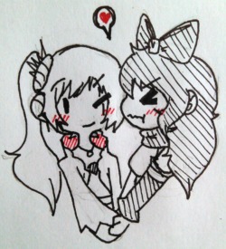 saucytango:  Kissy monochrome doodle~  (Happy Birthday anon!)