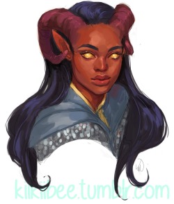 kiikiibee:commission for @frillylittlecakes of her adorable Tiefling