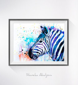 canvaspaintings:  Original Watercolour Painting- Colorful Zebra