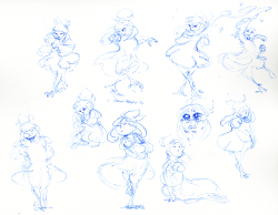 gracekraft:  Blue pen sketches of Tryss in various poses.  And