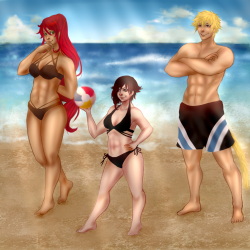 violetaristea:  pyrrha, ruby, and sun about to kick some butt