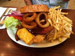 yummyfoooooood:  Chicken Burger with Bacon, American Cheese,
