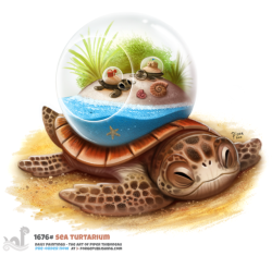cryptid-creations: Daily Painting 1676# Sea Turtarium by Cryptid-Creations