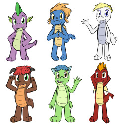 Spike and his dragon friends.  Here’s what the main six