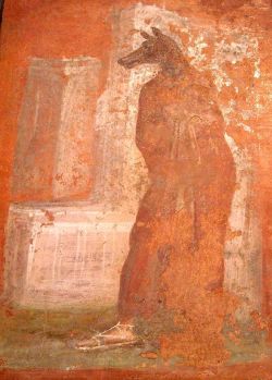 yagodichjagodic: Pompeii, Temple of Isis. Priest w/mask of Anubis,